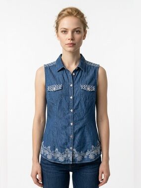 Marie Claire denim top with embroidery